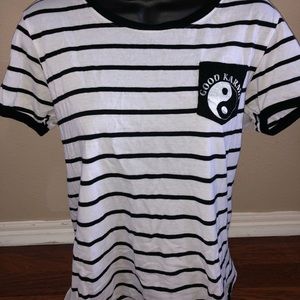 Rue 21 “Good Karma” Striped Tee